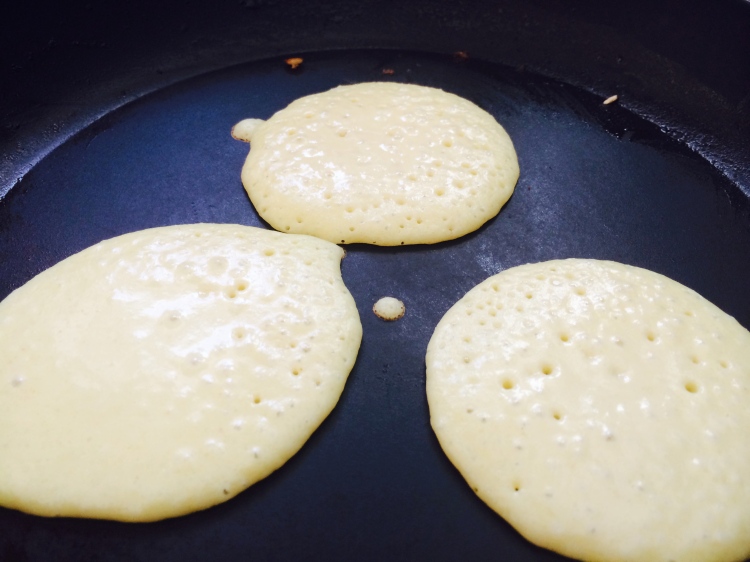 Millet Pancakes Ready for flipping